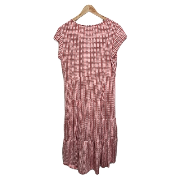 Tommy Hilfiger dress dot tiered print white and red hi low skirt midi si… - Picture 13 of 15